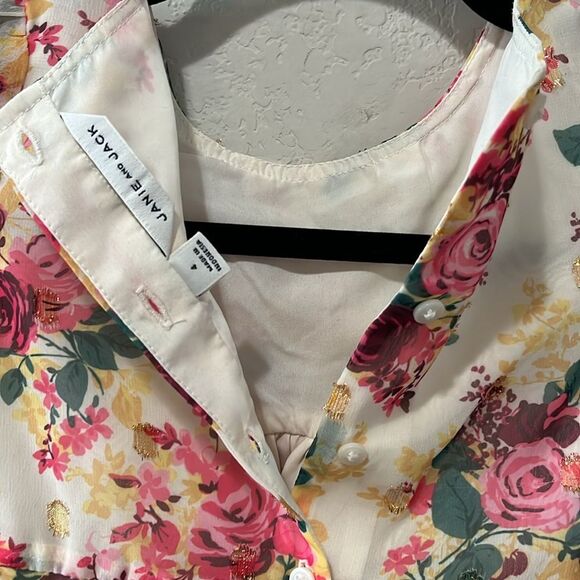 JANIE AND JACK Cream And Sugar Floral Floral Chiffon Dress, Magenta, Size 4 - Picture 11 of 11